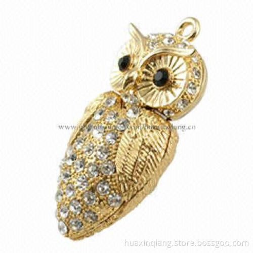 Diamond USB Flash Drive, 128MB-64GB Capacities/Metal/Diamond Housing, 5-year Warranty, USB 2.0/3.0